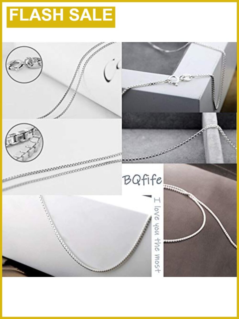0.8mm Sterling Silver Box Chain Necklace 22 inch Delicate Italian Style - Picture 4 of 6